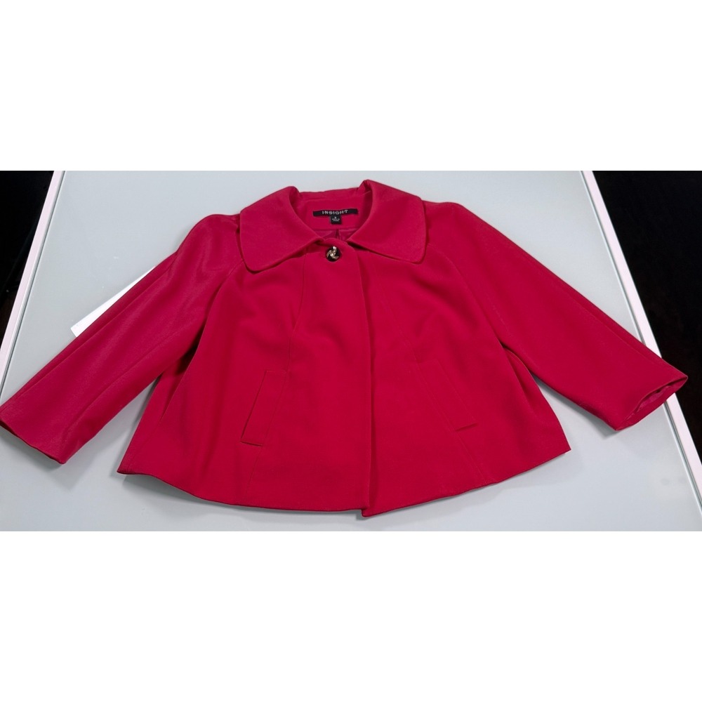 Insight New York Red Swing Jacket Coat Womens 8 Cropped Wide A-line Pleated Back